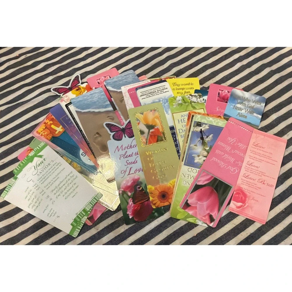 Lot of 43 Religious Floral Bookmarks Scripture Inspirational Quotes Bible Study